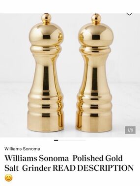 Williams Sonoma Gold  Salt Grinders. Read Description